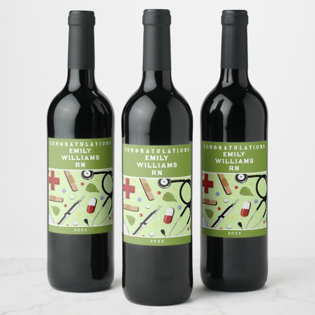 Nursing School Graduation Wine Label (Bottles)