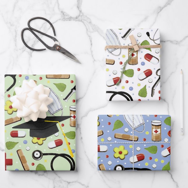 Nursing School Graduation Wrapping Paper Sheet (Front)