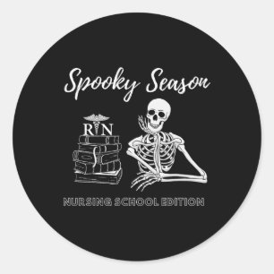 Nursing School Student Halloween Skeleton for Spoo Classic Round Sticker