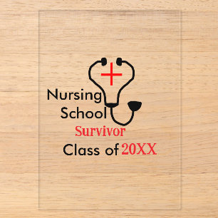 Nursing School survivor class of 20XX medical nurs Acrylic Invitations