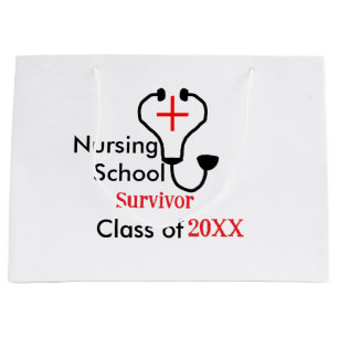 Nursing School survivor class of 20XX medical nurs Large Gift Bag