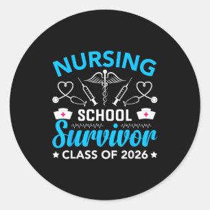 Nursing School Survivor Nurse Graduate Classic Round Sticker