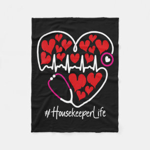 Nursing Stethoscope Heart Housekeeper Valentines  Fleece Blanket