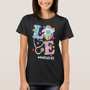 Nursing Stethoscope Scrub Life Nurse Bunny Easter  T-Shirt
