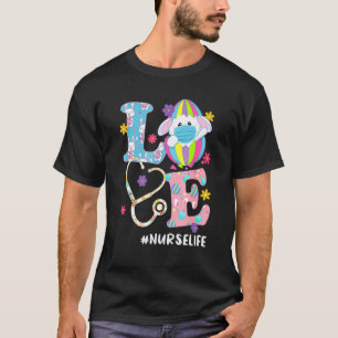 Nursing Stethoscope Scrub Life Nurse Bunny Easter  T-Shirt