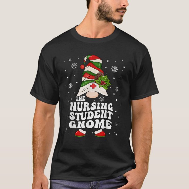 Nursing Student Gnome Groovy Christmas Student Nur T-Shirt (Front)