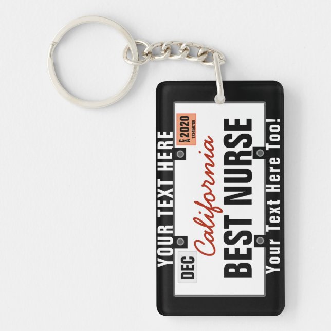 Nursing Student License Plate Customise It Key Ring (Front)