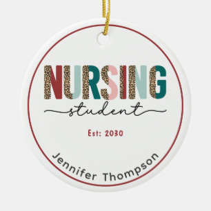 Nursing Student Personalised Animal Print    Ceramic Ornament