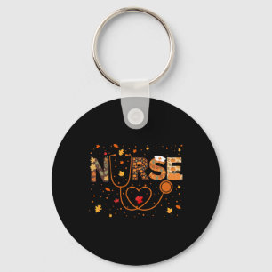 Nursing Thanksgiving Day Stethoscope Fall Nurse Co Key Ring