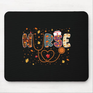 Nursing Thanksgiving Day Stethoscope Fall Nurse Co Mouse Pad