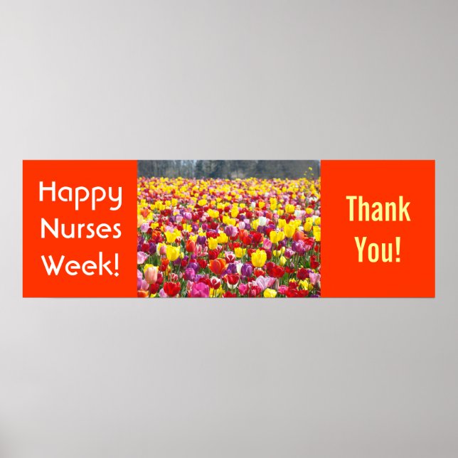 Nursing Week Thank You poster Banner Tulips Nurses (Front)