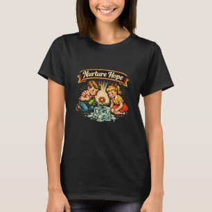 Nurture Hope Vintage Kids Watering Flower T-Shirt