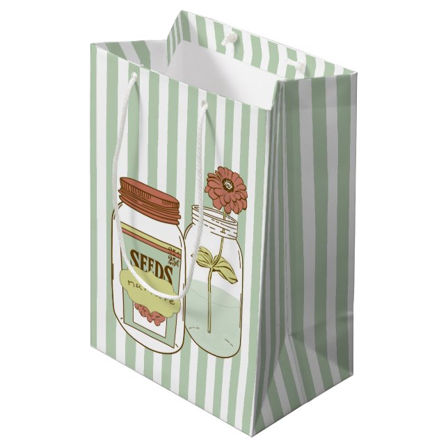 Nurture mason jar and flower giftbag medium gift bag (Front Angled)