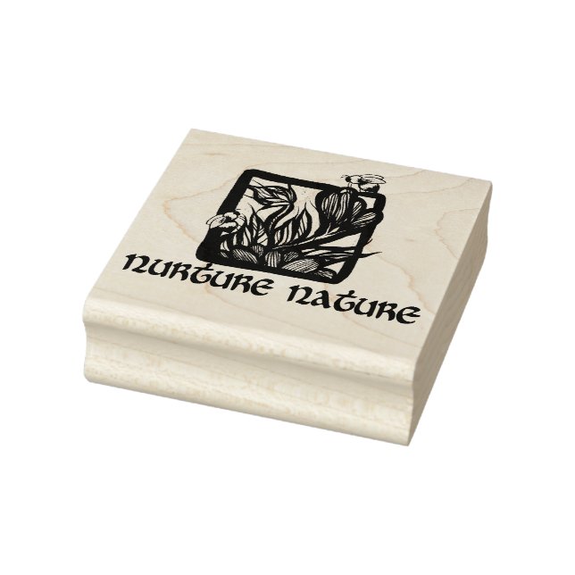 Nurture Nature Bee and Flowers                     Rubber Stamp (Stamp)