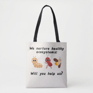 Nurture Our World White with black straps Tote Bag