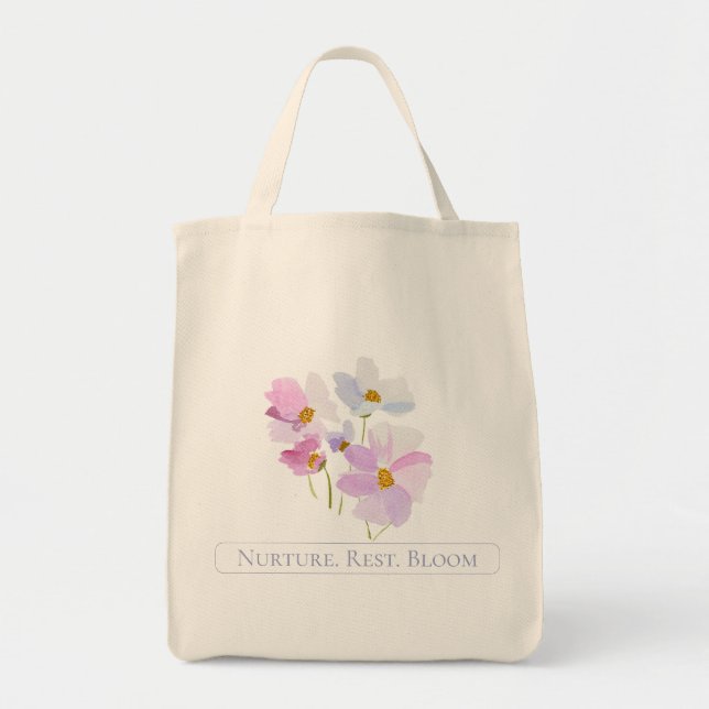 Nurture. Rest. Bloom Purple Bouquet  Tote Bag (Front)