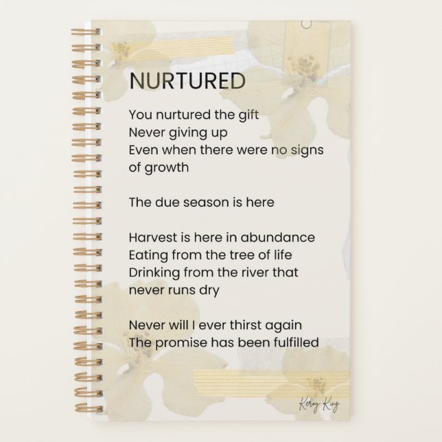 Nurtured Uplifting Encouragement Poem Poetry Planner (Front)