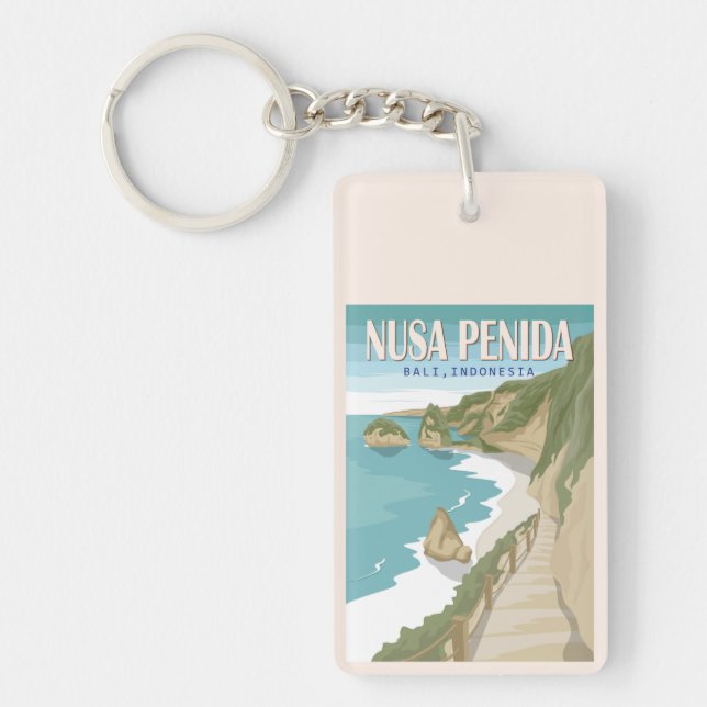 Nusa Penida Beach Bali Indonesia Vintage Key Ring (Front)