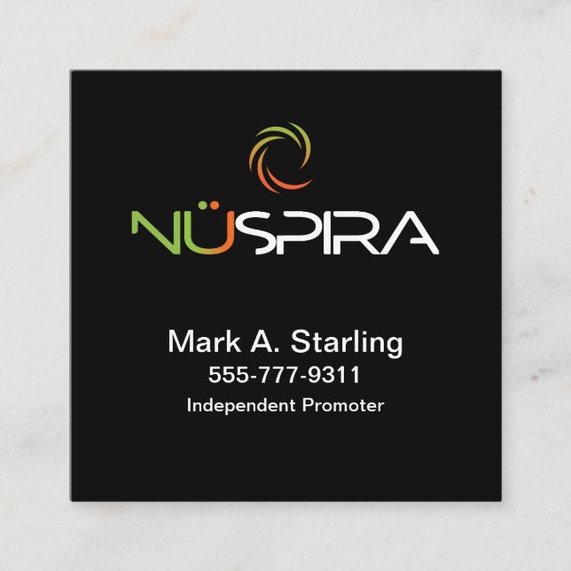 NuSpira QR Code Square Business Card (Front)