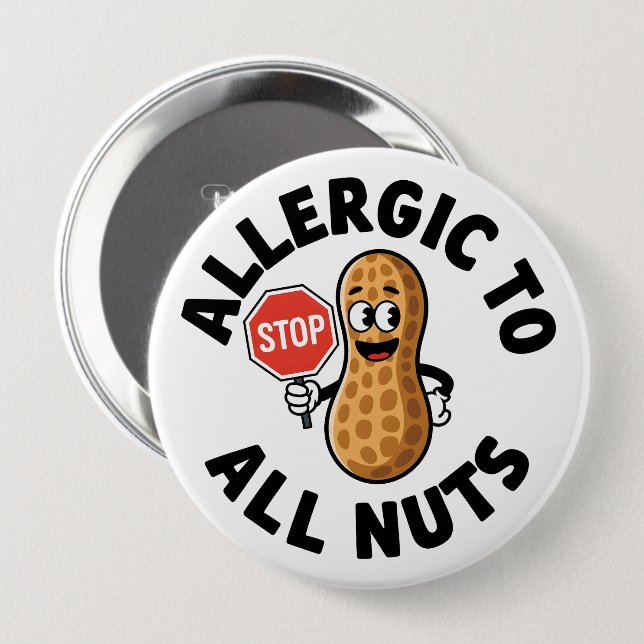 Nut allergy Alert 10 Cm Round Badge (Front & Back)