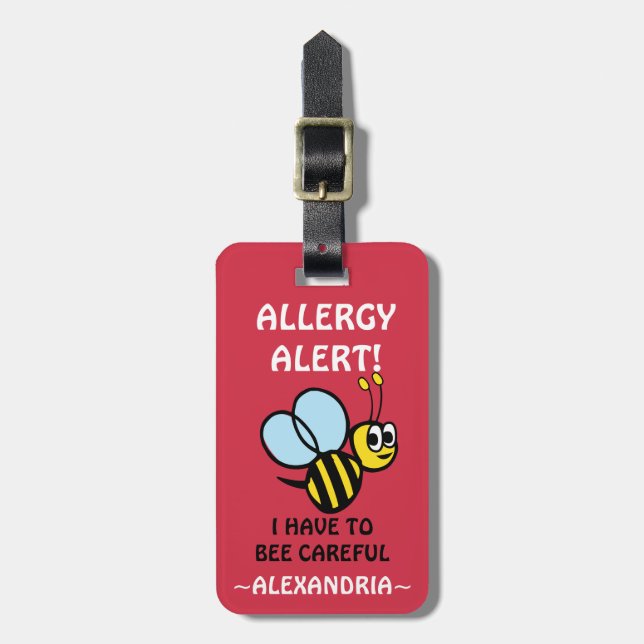 Nut Allergy Alert Bumble Bee Tag (Front Vertical)