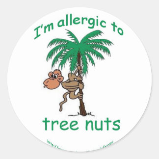 Nut allergy alert monkey classic round sticker