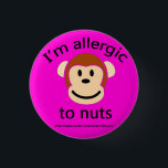 Nut Allergy Alert Pink 3 Cm Round Badge<br><div class="desc">Kids badge highlighting a nut allergy for when they are at school,  their friends  house or a party,  not only is this a fun sticker for your child to wear but it also insures safety for your piece of mind !</div>