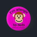 Nut Allergy Alert Pink 3 Cm Round Badge<br><div class="desc">Kids badge highlighting a nut allergy for when they are at school,  their friends  house or a party,  not only is this a fun sticker for your child to wear but it also insures safety for your piece of mind !</div>