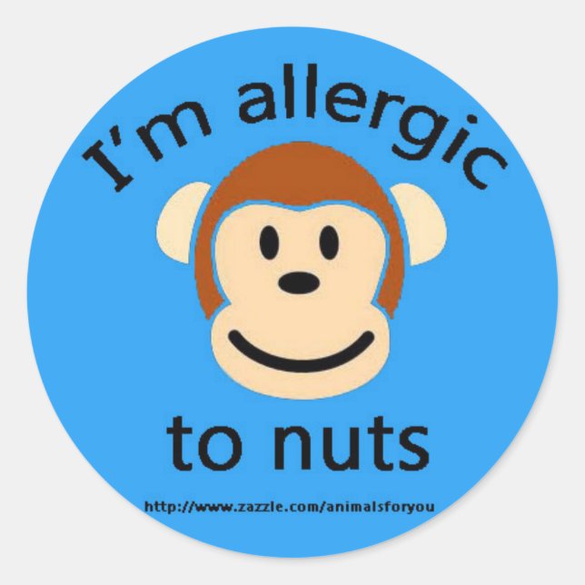 Nut Allergy Blue Classic Round Sticker (Front)