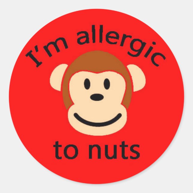 Nut allergy childrens sticker RED (Front)