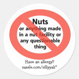 NUT ALLERGY CLASSIC ROUND STICKER