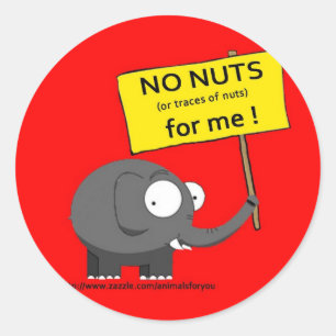 Nut Allergy Elephant Classic Round Sticker