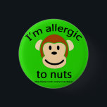 Nut Allergy Green 3 Cm Round Badge<br><div class="desc">Kids badge highlighting a nut allergy for when they are at school,  their friends  house or a party,  not only is this a fun sticker for your child to wear but it also insures safety for your piece of mind !</div>