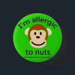 Nut Allergy Green 3 Cm Round Badge<br><div class="desc">Kids badge highlighting a nut allergy for when they are at school,  their friends  house or a party,  not only is this a fun sticker for your child to wear but it also insures safety for your piece of mind !</div>