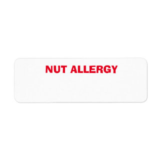 Nut Allergy health concern, condition Return Address Label