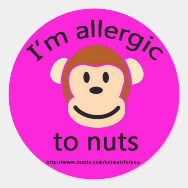Nut Allergy Pink Classic Round Sticker (Front)