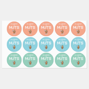 Nut Allergy Waterproof Colourful Sticker