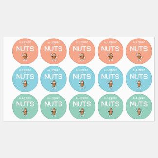 Nut Allergy Waterproof Colourful Sticker