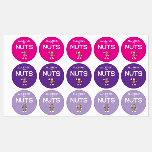 Nut Allergy Waterproof Colourful Sticker (Sheet)