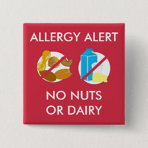Nut and Dairy Food Allergy Alert Pin