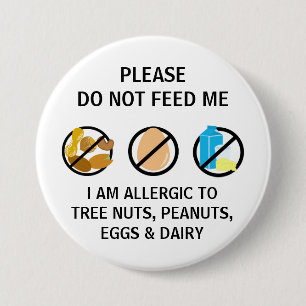 Nut Egg Dairy Allergy Do Not Feed Kids 7.5 Cm Round Badge