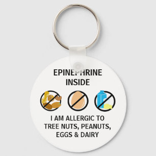 Nut Egg Dairy Allergy Epinephrine Inside Kids Key Ring
