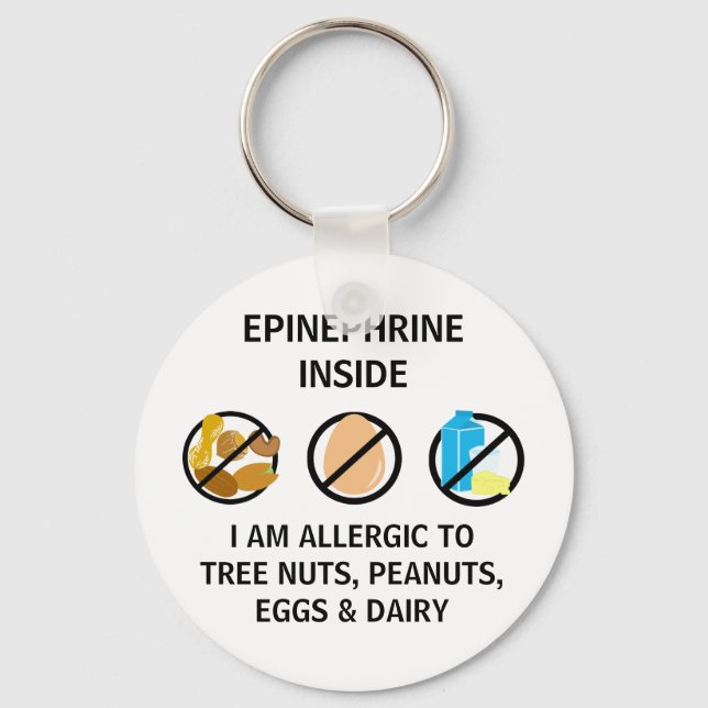 Nut Egg Dairy Allergy Epinephrine Inside Kids Key Ring (Front)