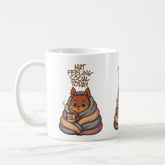 Nut Feeling Social Today – Cosy Squirrel Introvert Coffee Mug (Left)
