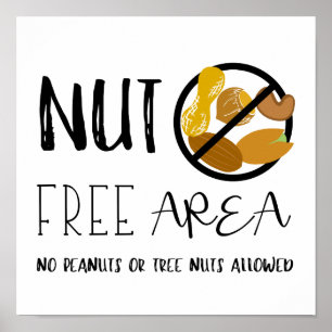 Nut Free Area Custom Colour No Nuts Allowed Poster
