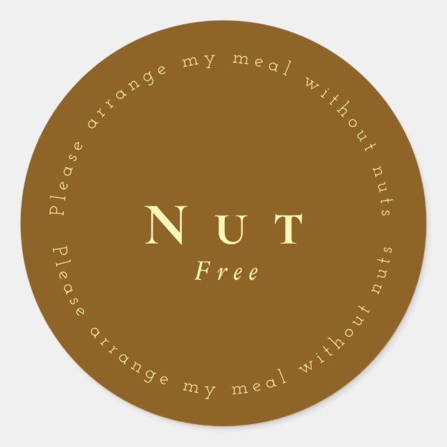 Nut-Free Request Sticker, Brown - Light yellow Classic Round Sticker (Front)