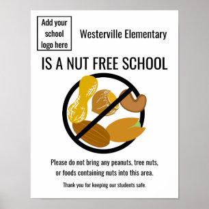Nut Free School Personalised Sign With Logo
