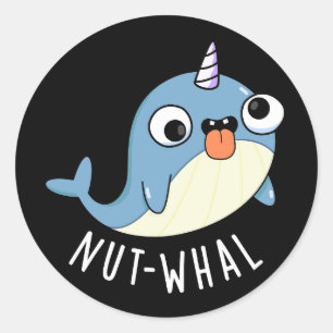 Nut-whal Funny Narwhal Pun Dark BG Classic Round Sticker