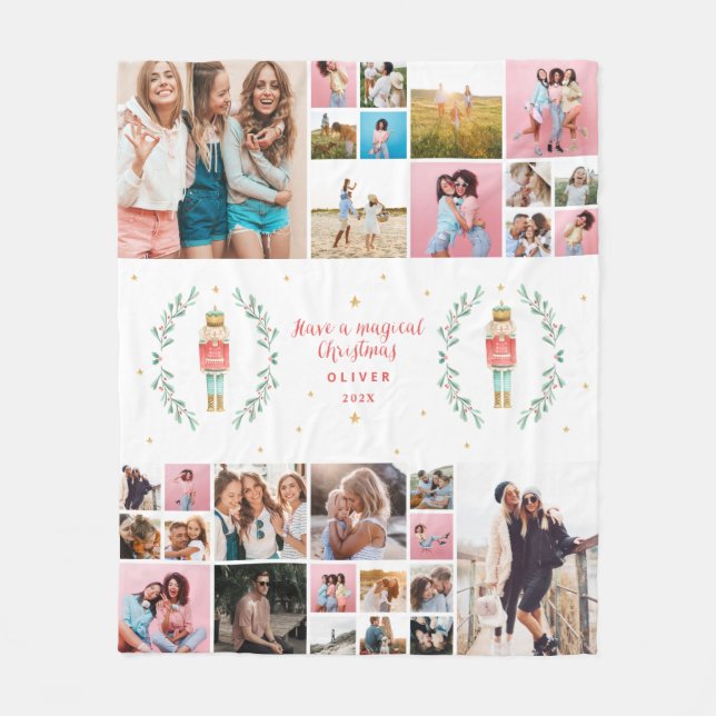 Nutcracker 29 photo modern minimal Christmas Fleece Blanket (Front)