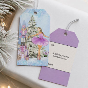 Nutcracker and Ballerina Lavender Christmas Gift Tags